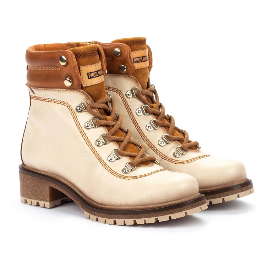 Women's Pikolinos ASPE Ankle Boots Cream / Brown | NZ J915307